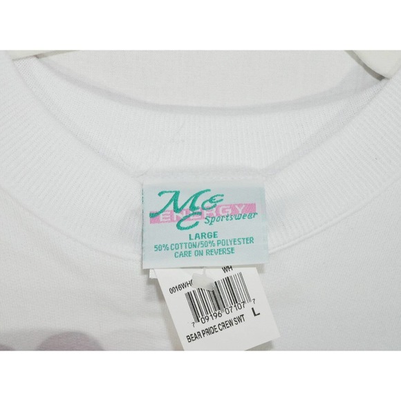 Vtg MC Energy Sportswear Sweatshirt Womens L White Embroidered USA Teddy Bear - Picture 4 of 11